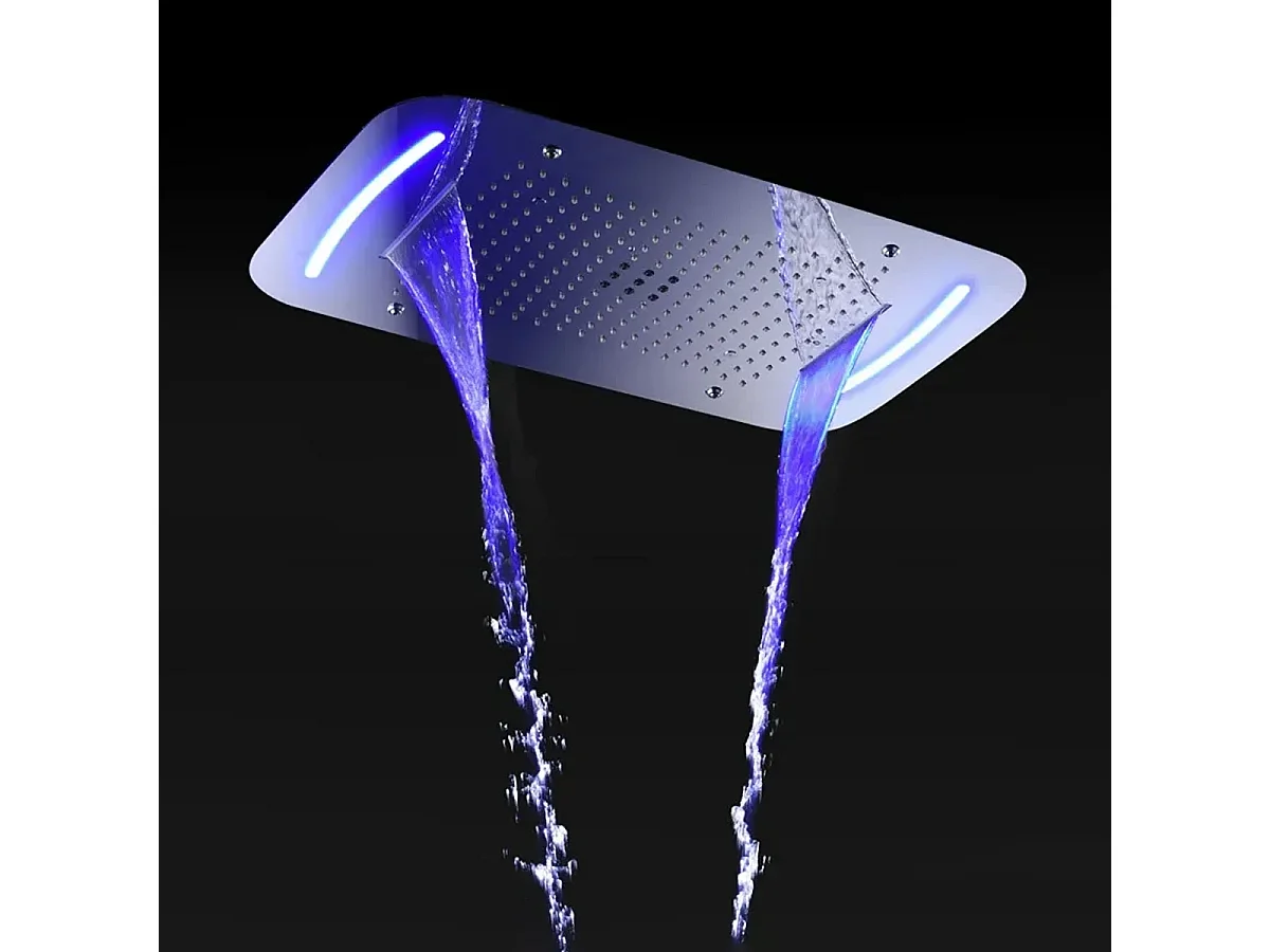 💧 Ciel de pluie LED RGB 710 x 430 mm, composition de douche thermostatique - Oruis