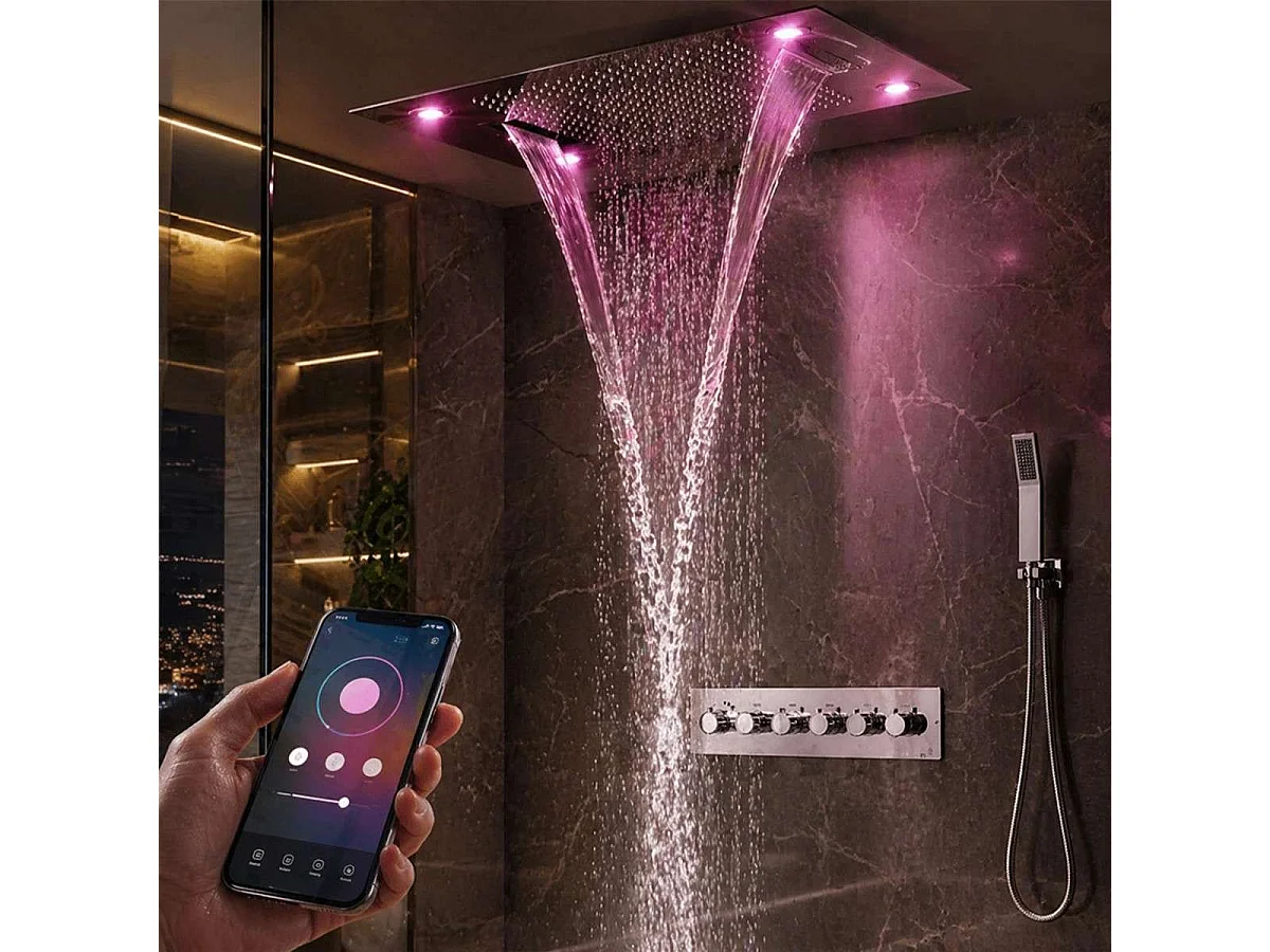 Chuveiro Luxuoso de Chuva 800 x 600 mm com Música Bluetooth LED | Torpedo