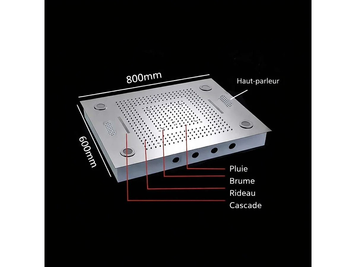Chuveiro Luxuoso de Chuva 800 x 600 mm com Música Bluetooth LED | Torpedo