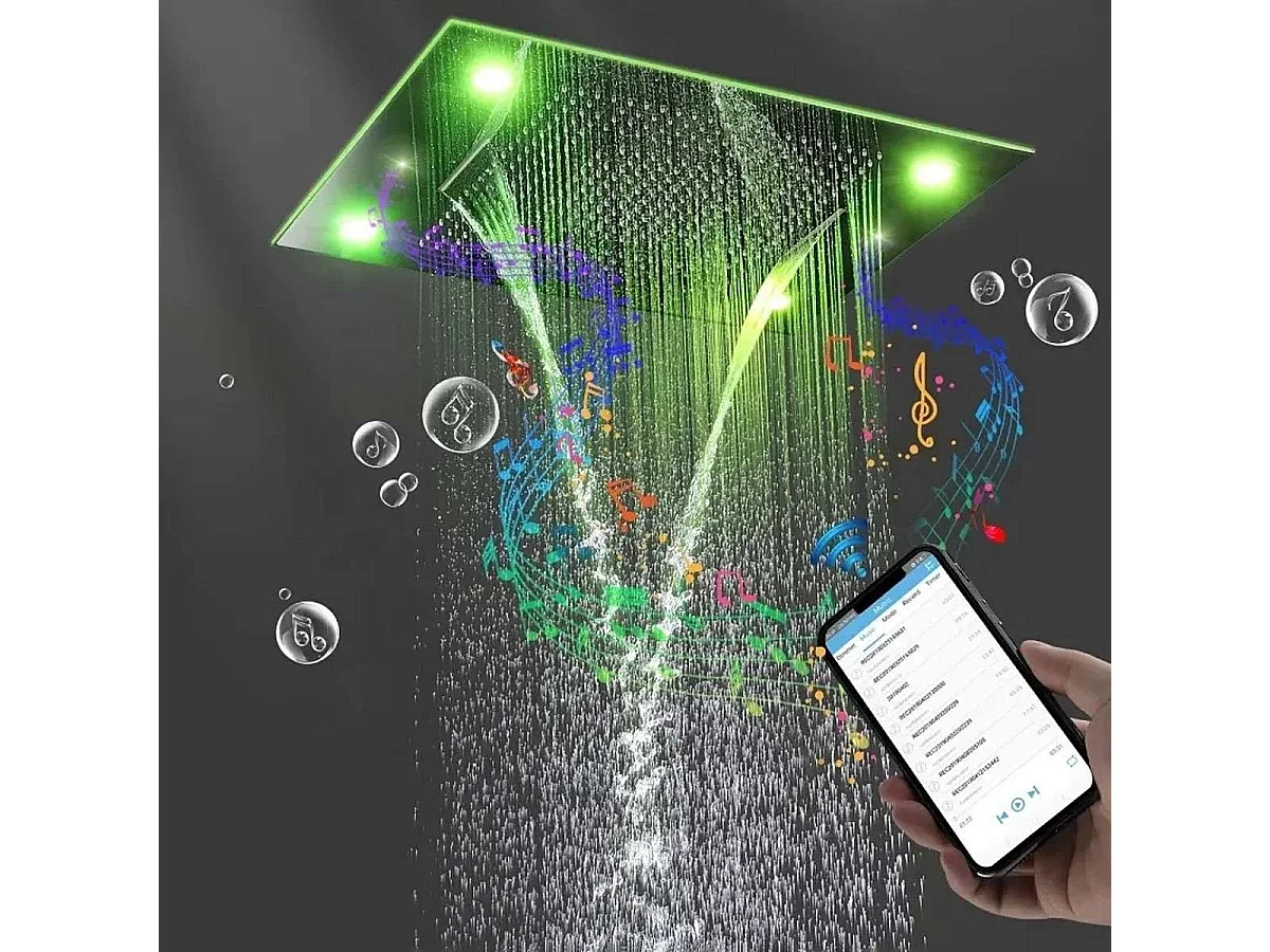 Chuveiro Luxuoso de Chuva 800 x 600 mm com Música Bluetooth LED | Torpedo