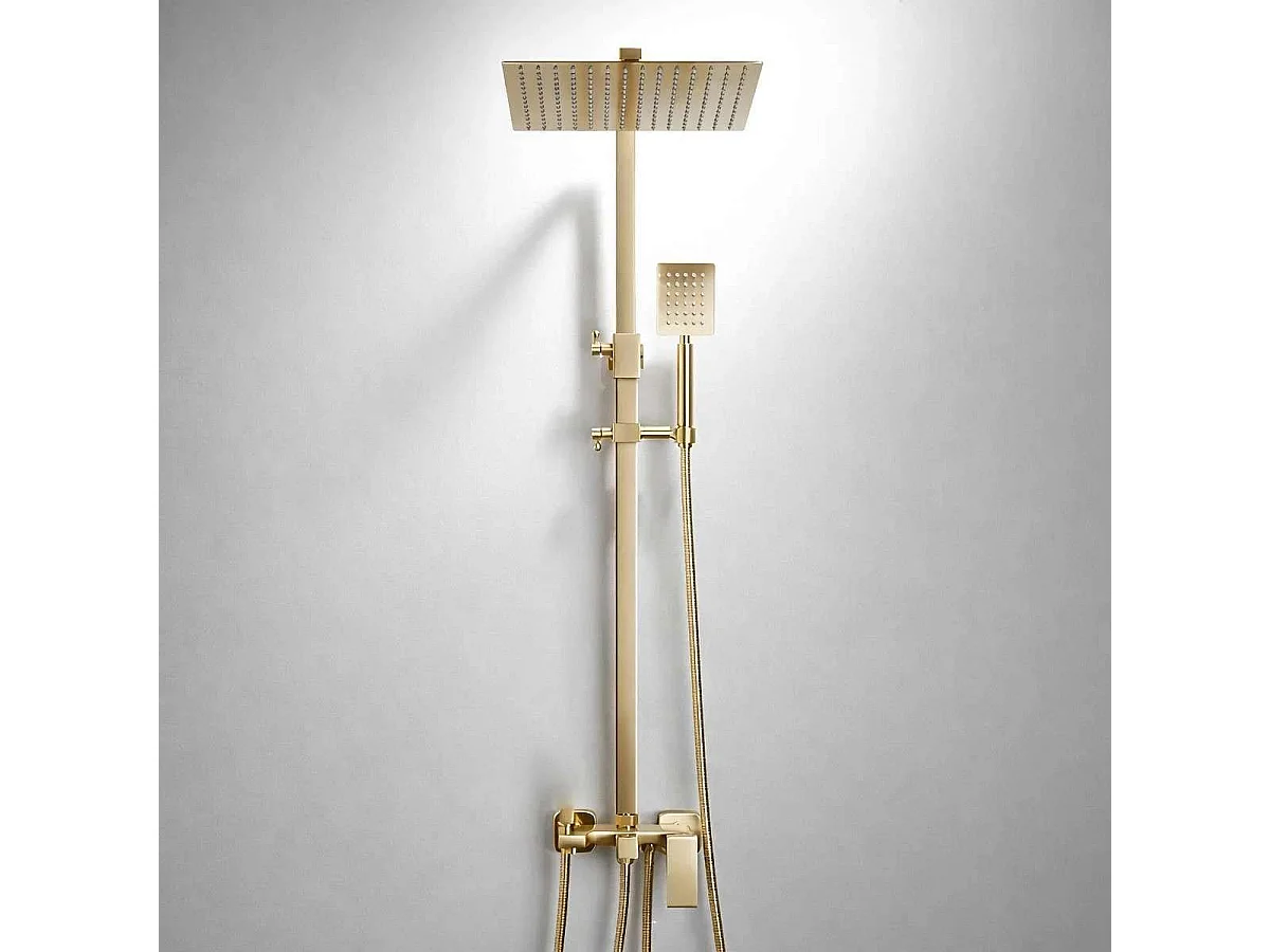 Columna de Ducha de Baño Tsari en Oro Cepillado "Denia" con Altura Ajustable y Diseño de Lujo