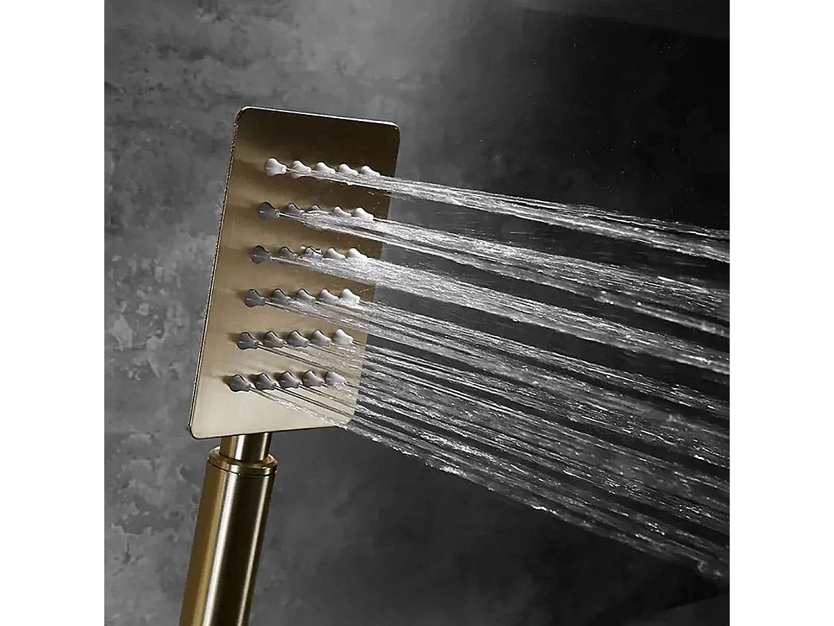 Columna de Ducha de Baño Tsari en Oro Cepillado "Denia" con Altura Ajustable y Diseño de Lujo