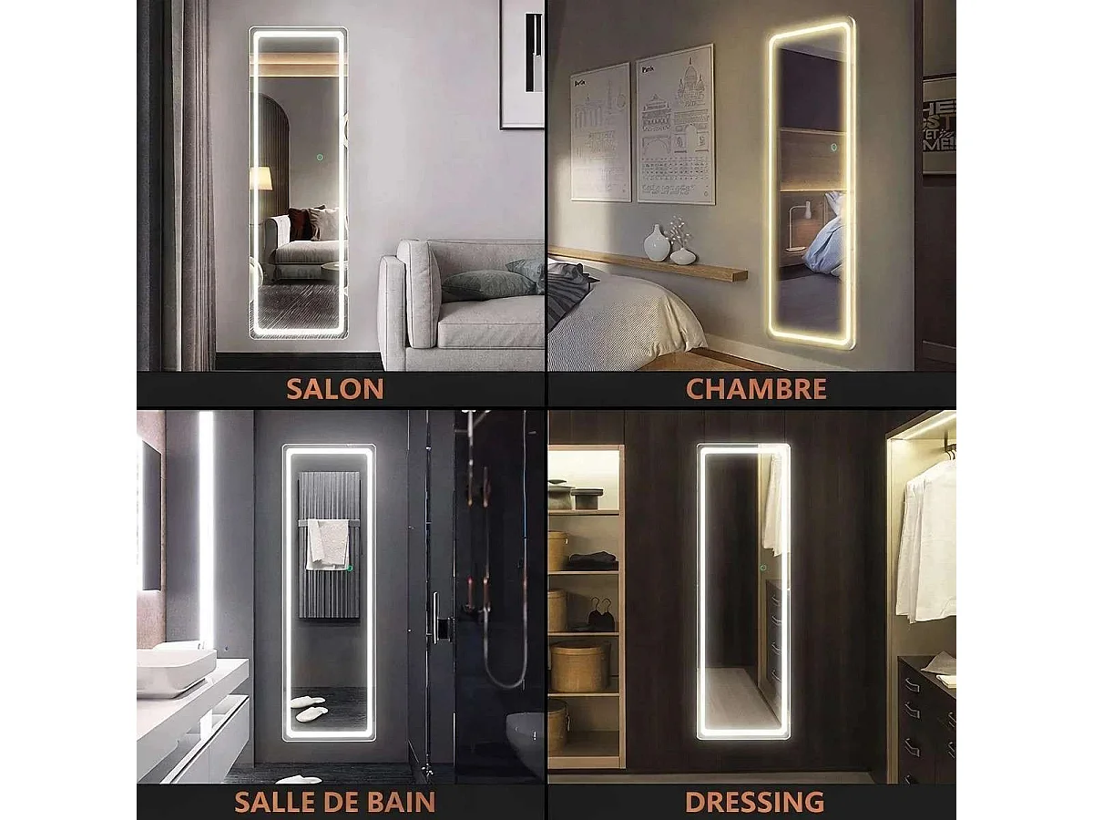 Miroir led de dressing sensitif 1600 x 500 mm, Graphe