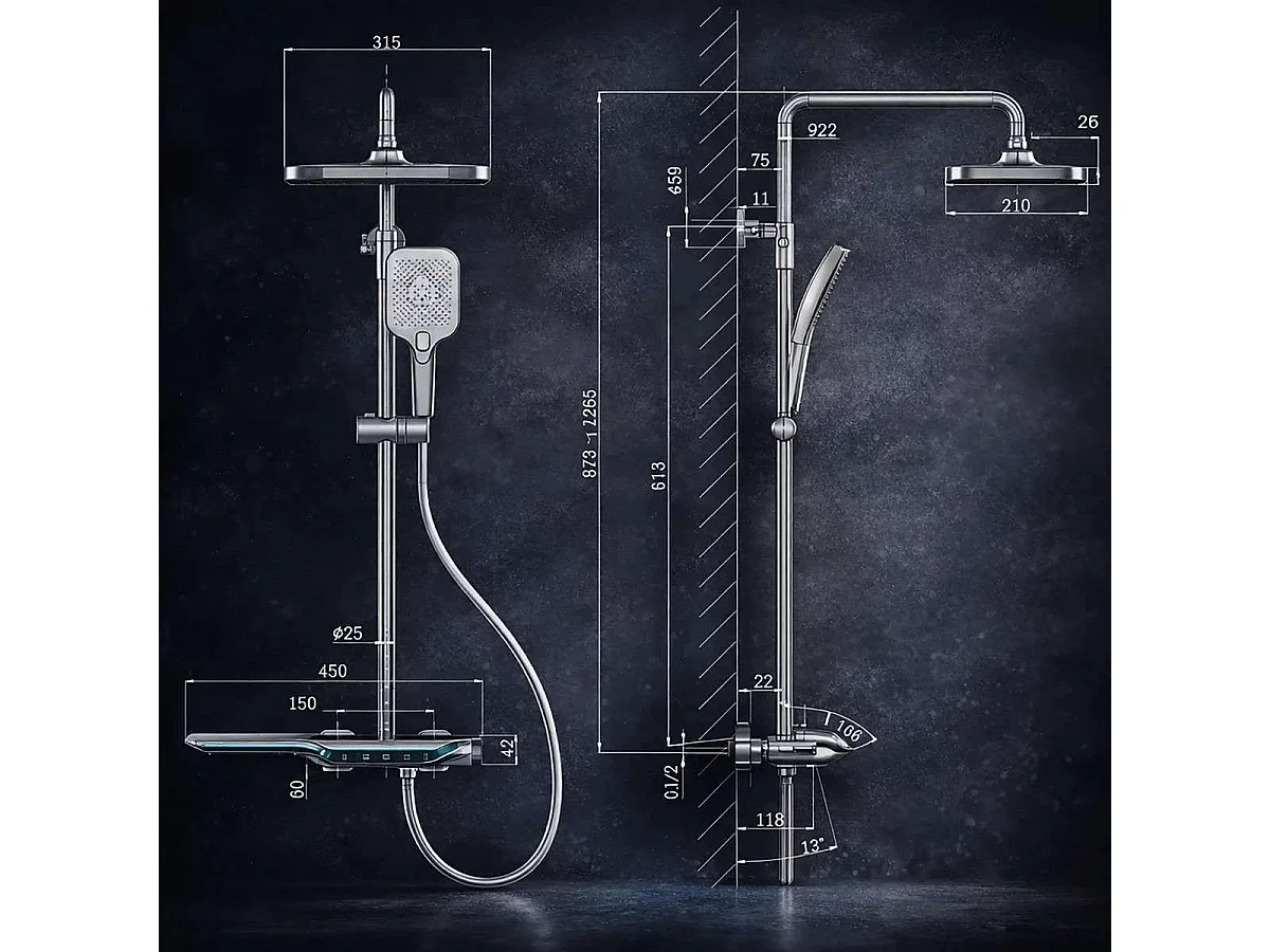 Colonne de douche thermostatique à LED – Victoria