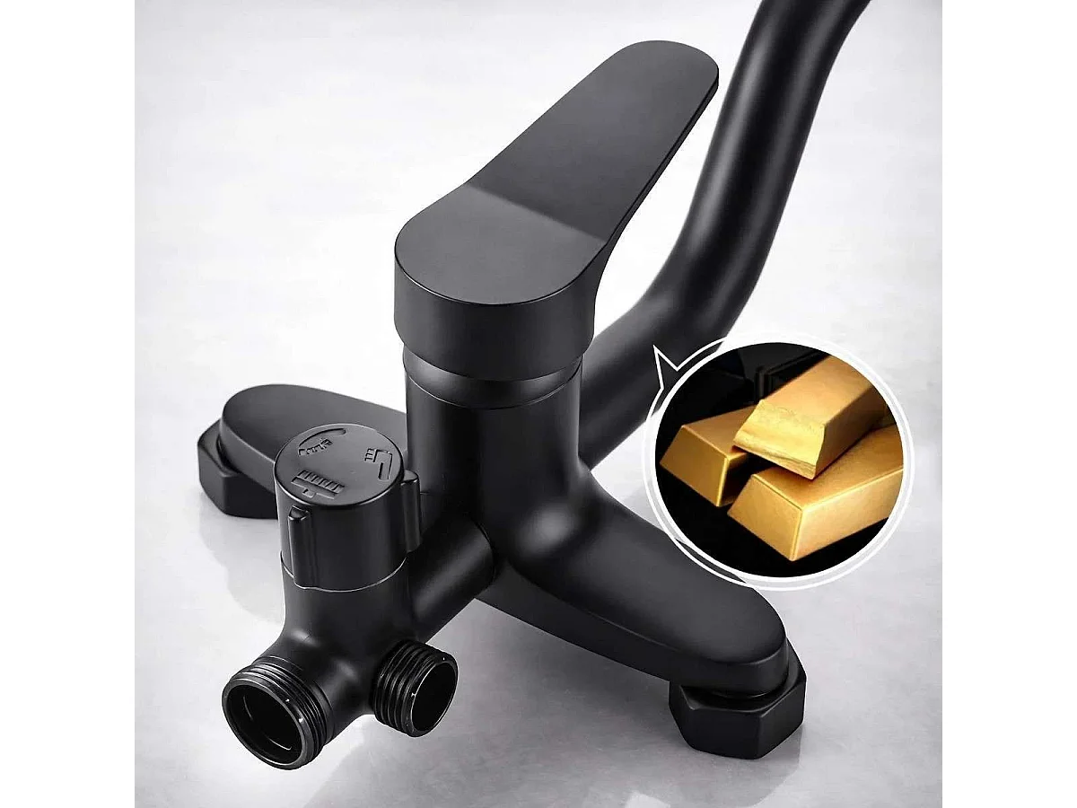 Moderne schwarze Bad-Duschsäule mit Kopf- und Handbrause - 3 Funktionen