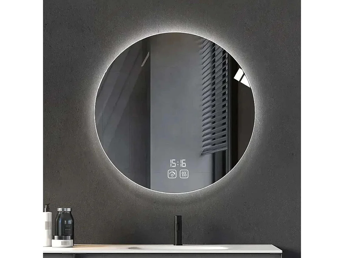 Miroir Ø60 cm lumineux, led antibuée, Rique