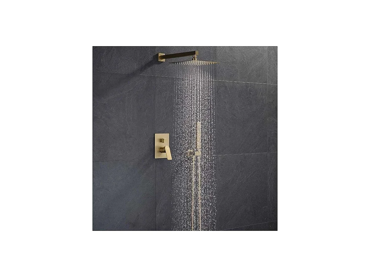 Alcor Golden Wandmontierte Regendusche 250 x 250 mm mit Thermostatmischer und LED-Lichtern