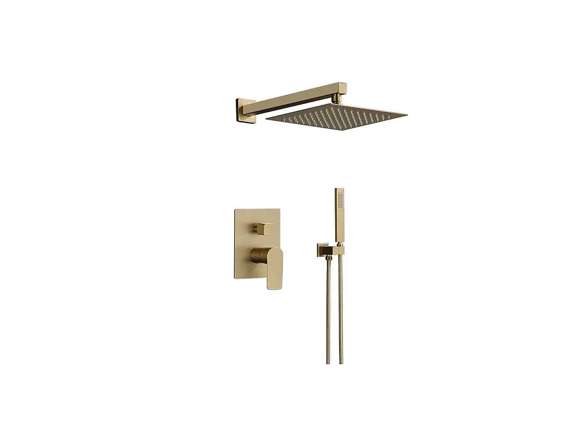 Alcor Golden Wandmontierte Regendusche 250 x 250 mm mit Thermostatmischer und LED-Lichtern