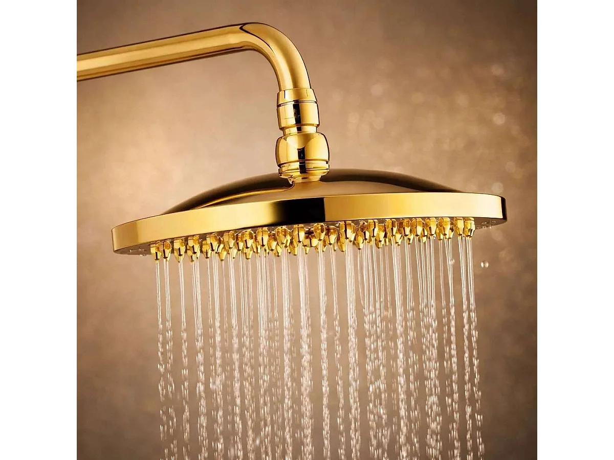 Columna de Ducha Dorada "Cannes" con Caño de Bañera - Altura Ajustable, Acero Inoxidable, Diseño Elegante