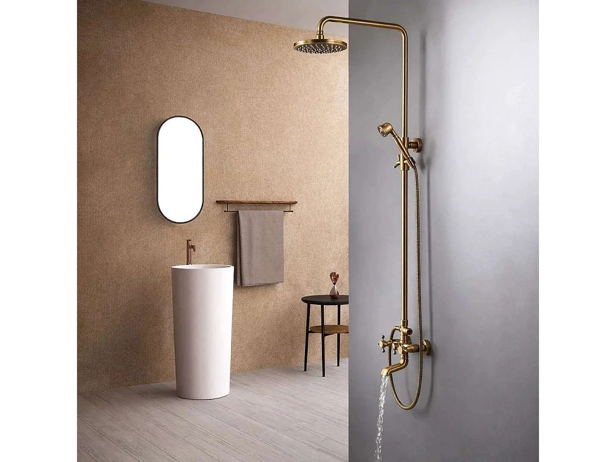 Colonne bain douche mélangeur, bronze Pletor