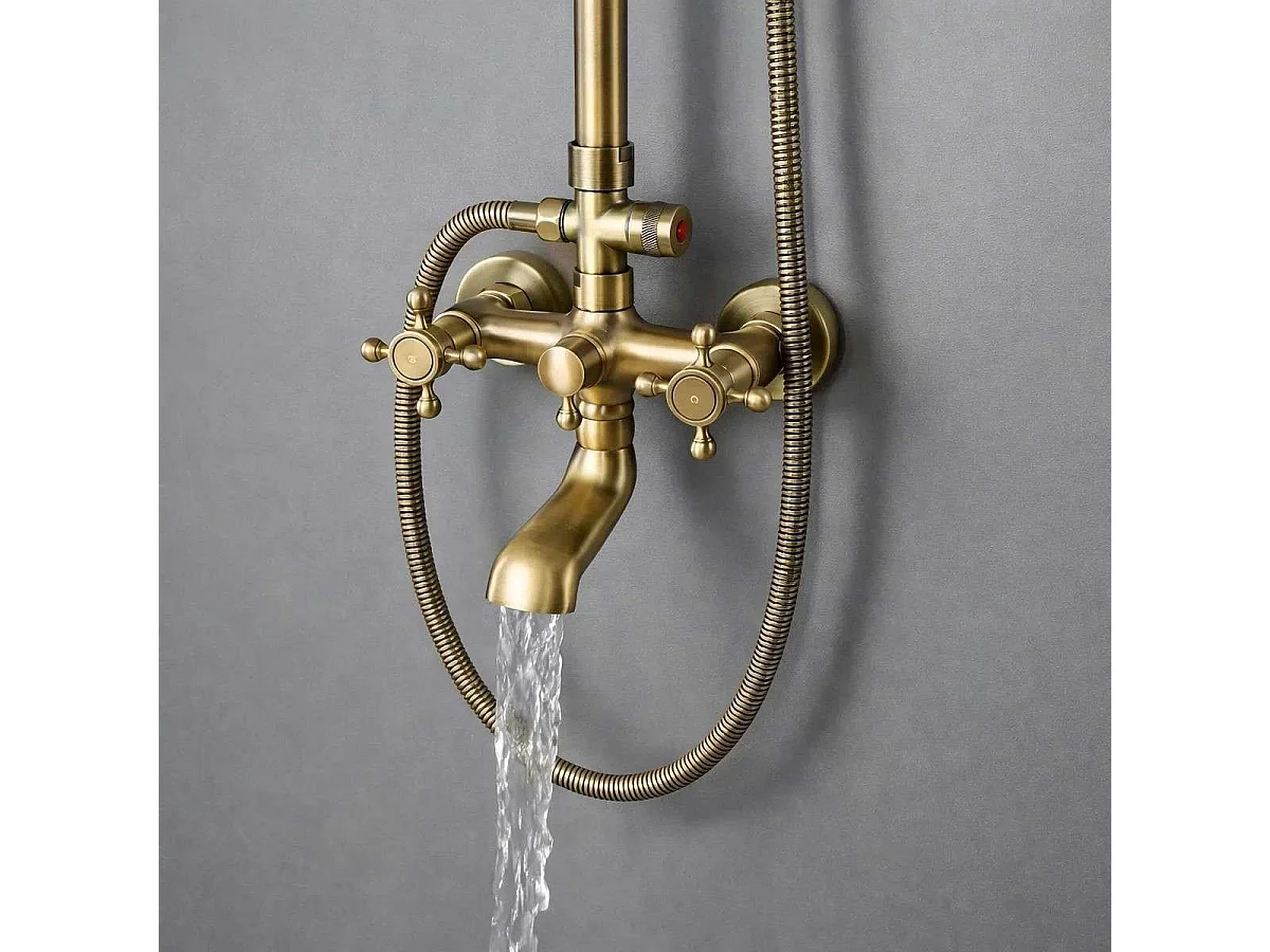 Colonne bain douche mélangeur, bronze Pletor