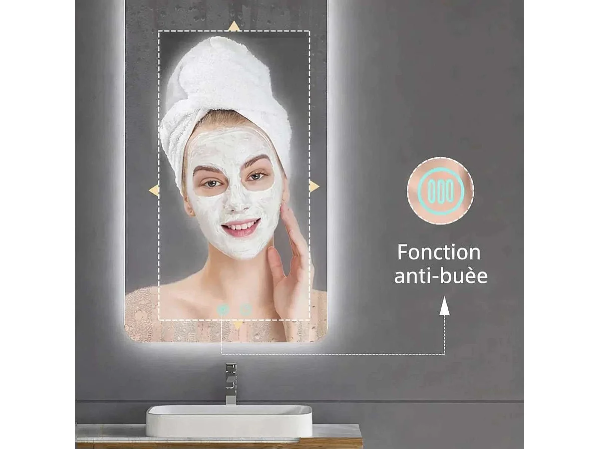 Miroir led de salle de bain sensitif 60 x 80 cm, Galis
