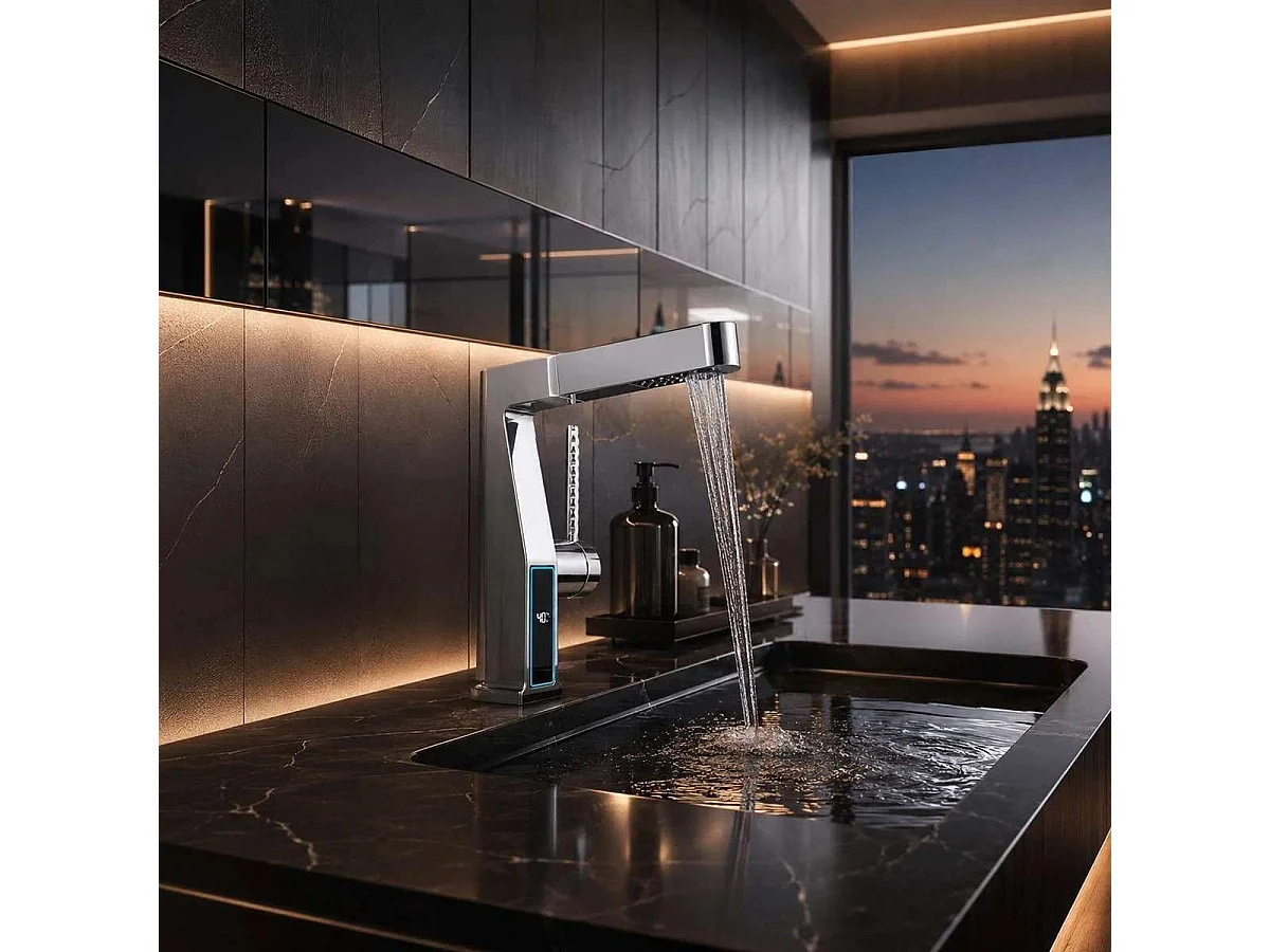 Mitigeur led de lavabo chrome, Brunus