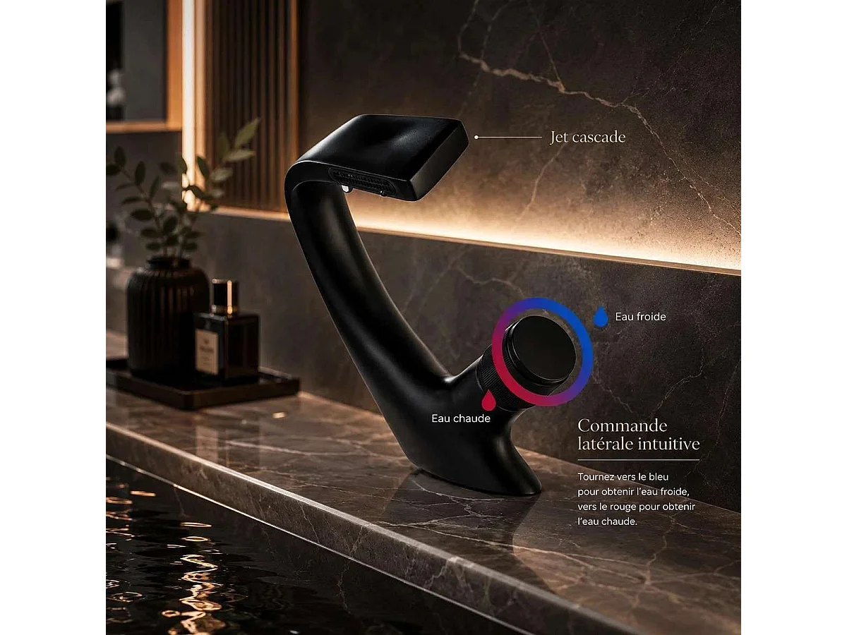 Xeres Zwarte Wastafelmengkraan - Elegant Ontwerp, Matte Afwerking, Hoogte 185mm