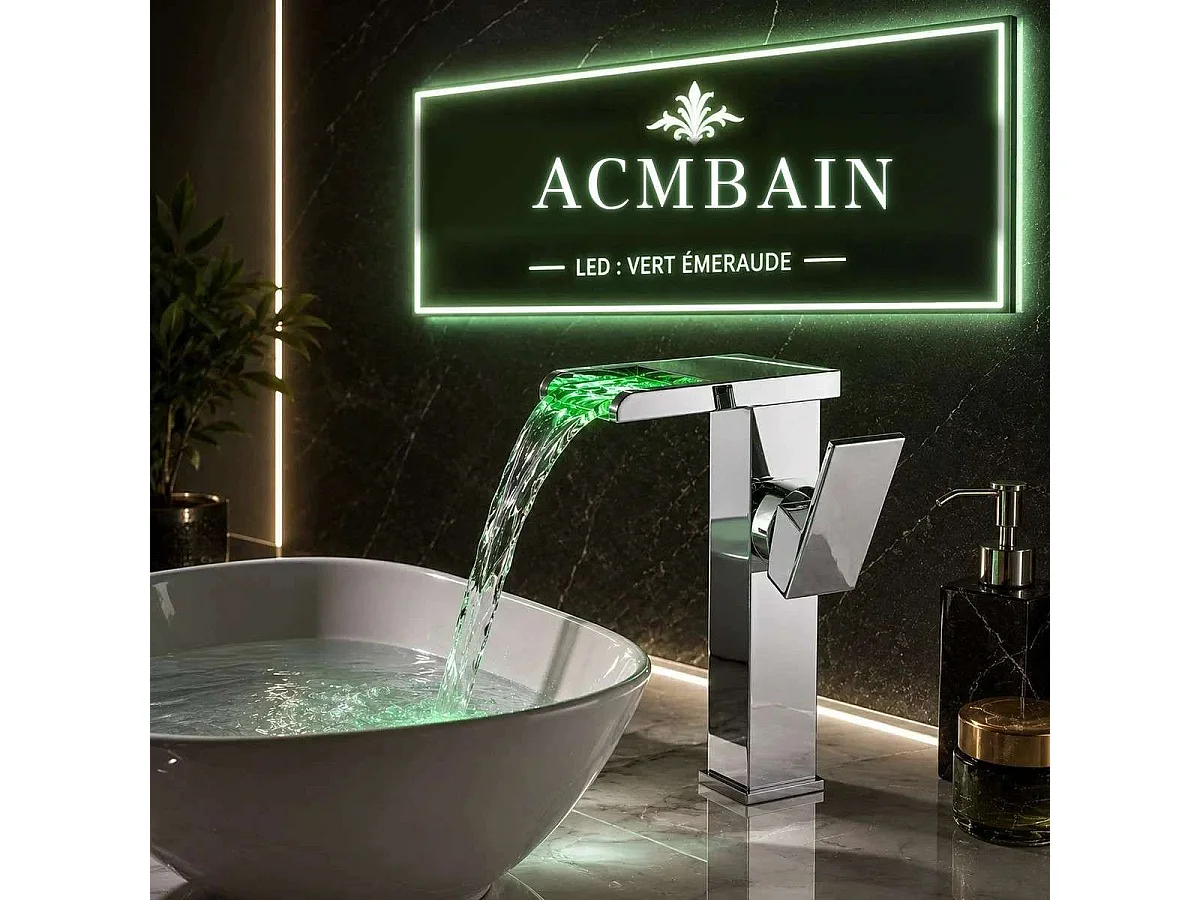 Robinet mitigeur lavabo led chrome, Proton