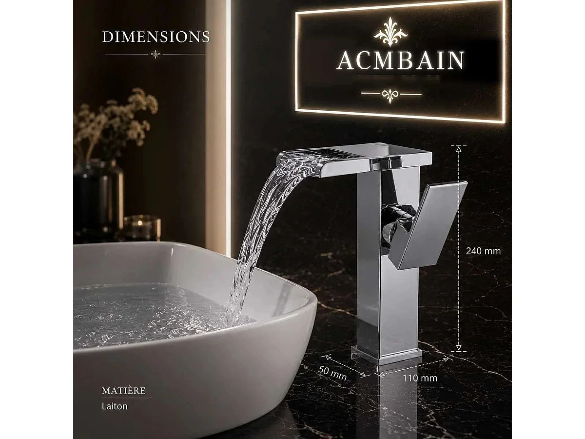 Robinet mitigeur lavabo led chrome, Proton