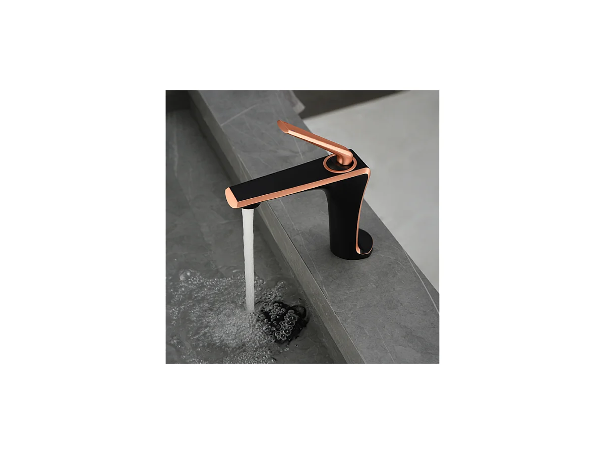 Robinet mitigeur lavabo or rose/noir, Venus