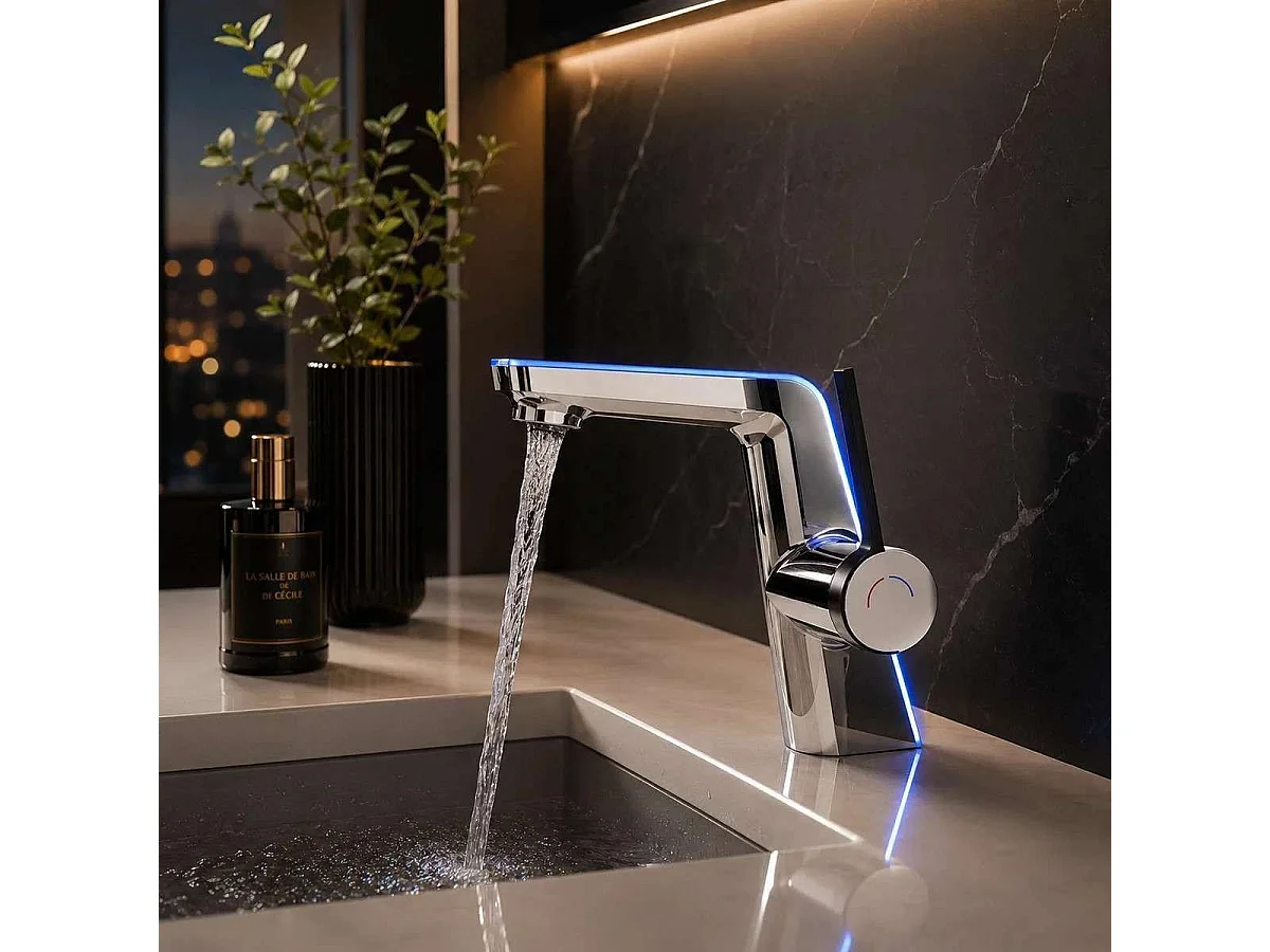 Robinet mitigeur vasque led chrome, Noche