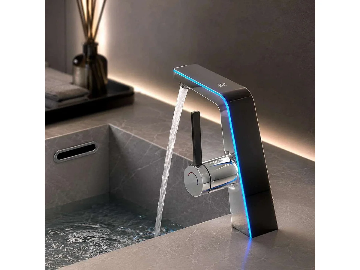 Robinet mitigeur vasque led chrome, Noche