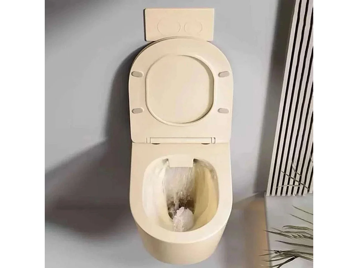 Elegante Beige Wandhangend Toilet met Eco Spoeling en Soft-Close Zitting