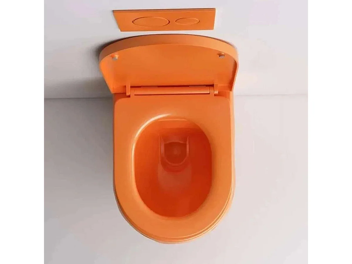 Moderne Oranje Wandhangend Toilet met Soft-Close Zitting en Dubbel Spoelsysteem