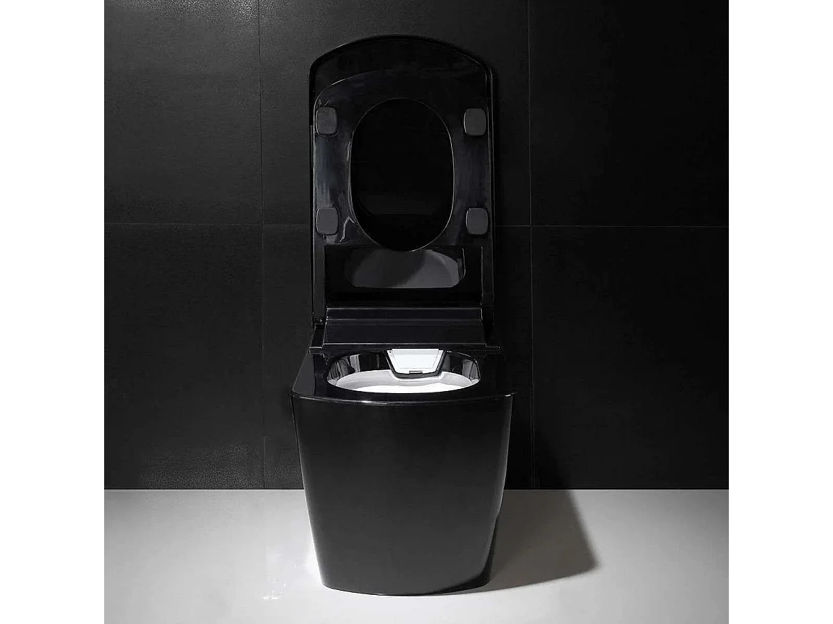 Zwarte Slimme Japanse Toilet met Verwarmde Zitting en Wasfuncties