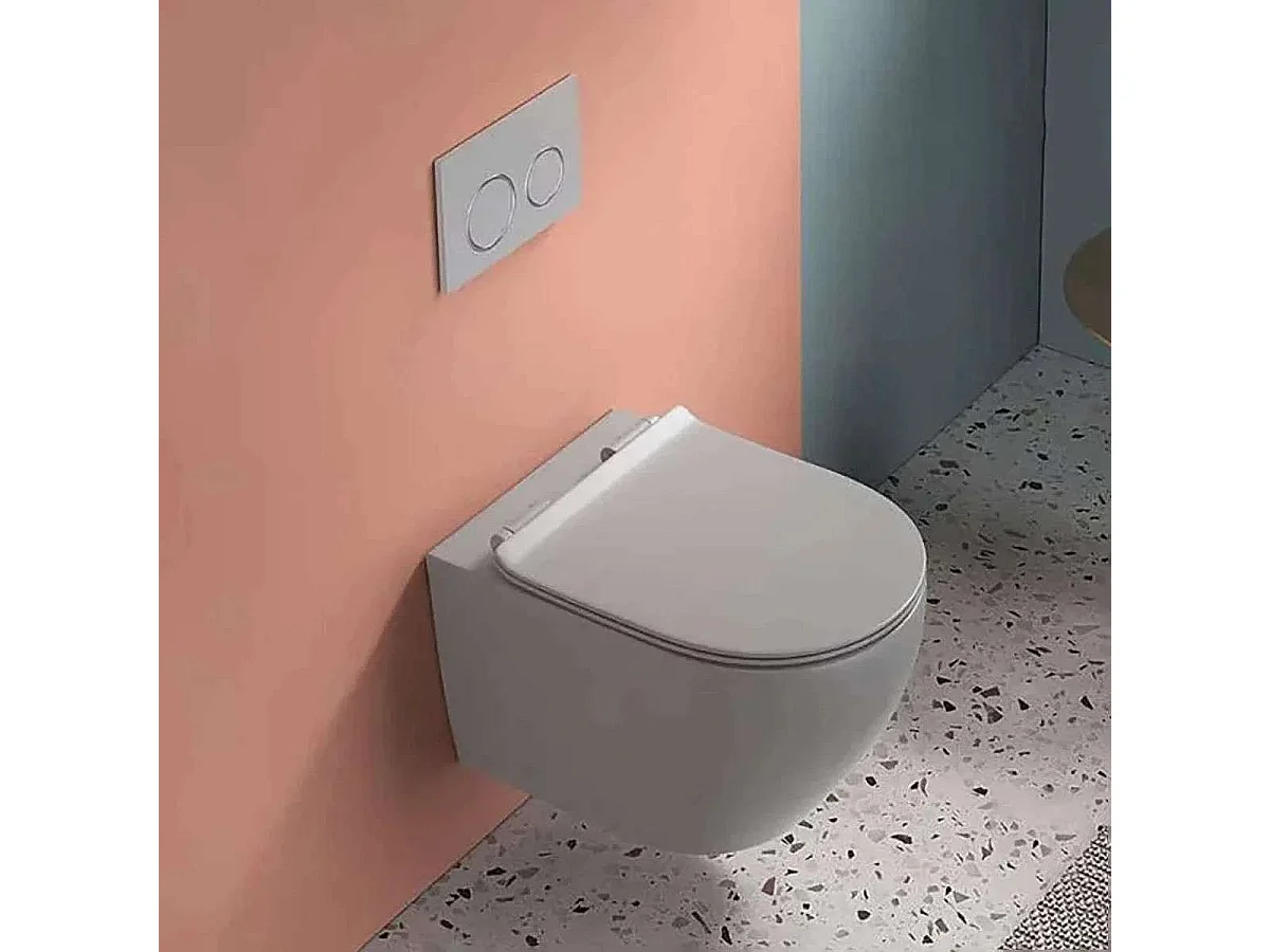 Moderne Grijze Wandhangend Toilet met Soft-Close Zitting en Ondersteuningsframe