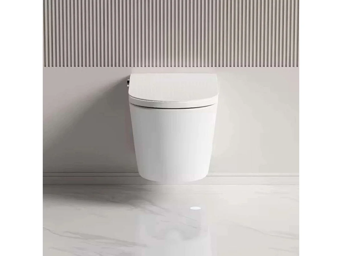 Toilette japonaise suspendue connectée LED sortie horizontale P-trap