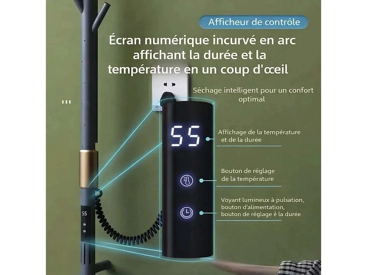 Sèche serviettes électrique gris 280w ,Matis