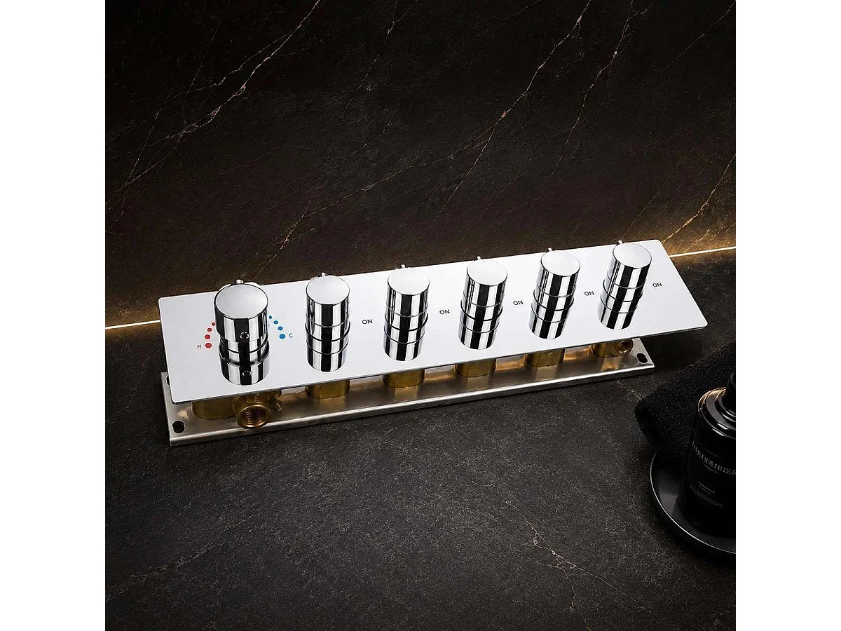 Mitigeur thermostatique de douche encastré 5 voies chrome, Thalassa