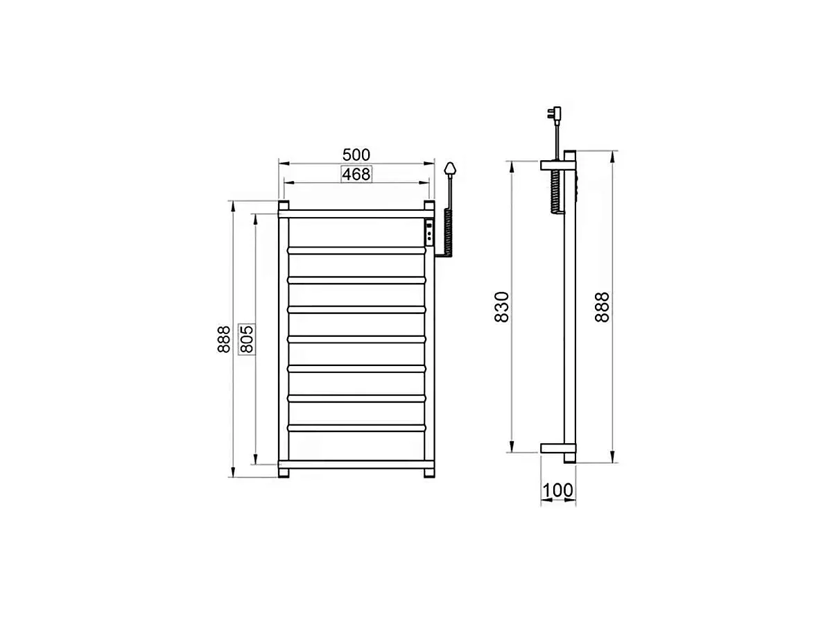 Sèche serviette électrique avec plateau doré brossé, Drop