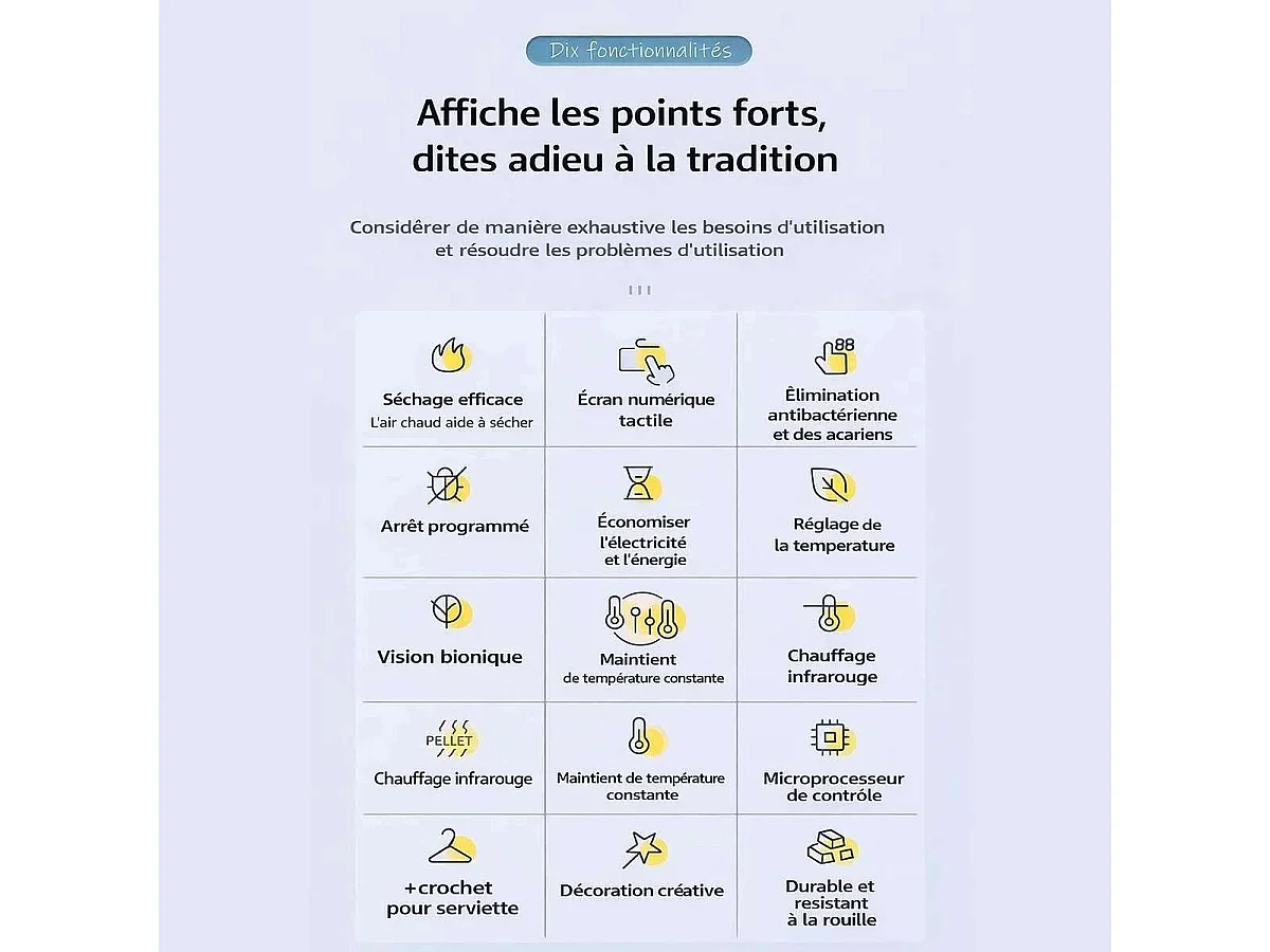 Sèche serviette électrique 280w doré ,Dojo