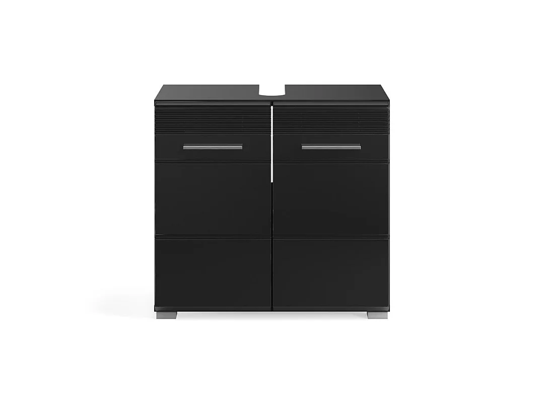 Linus wastafel 2 deuren zwart hoogglans, zwart.