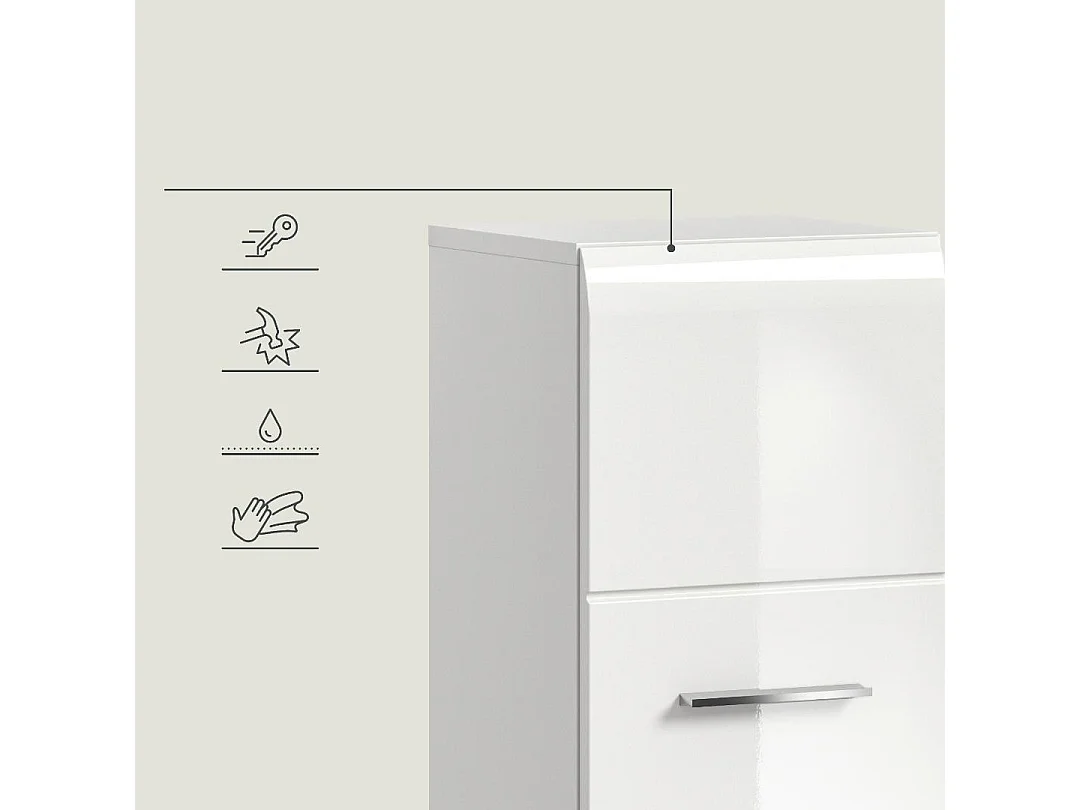 Ice armoire de salle de bain 1 porte blanc brillant, blanc.