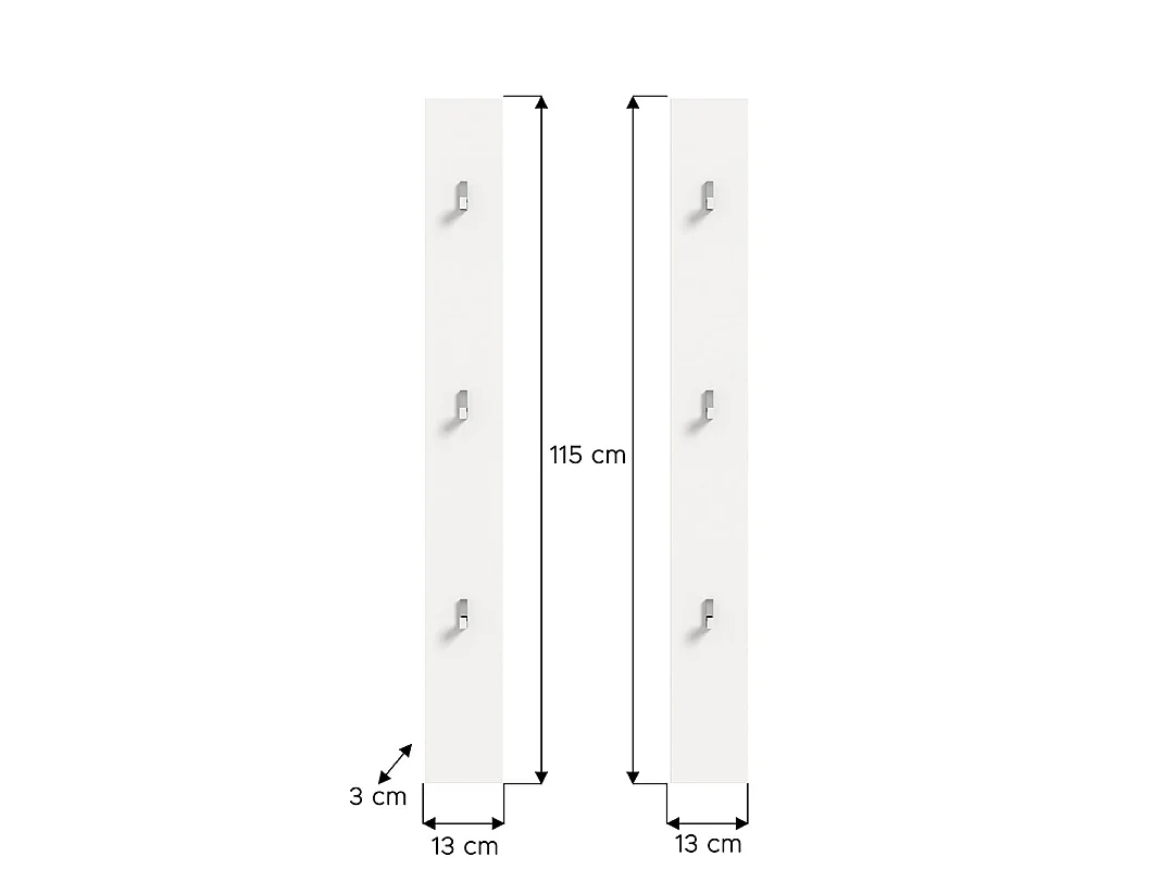 ProjektX kapstok set van 2 met 6 haken wit hoogglans.
