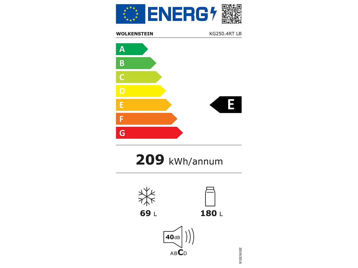 Wolkenstein Kühl-Gefrierkombination KG250.4RT LB EEK E (A bis G)