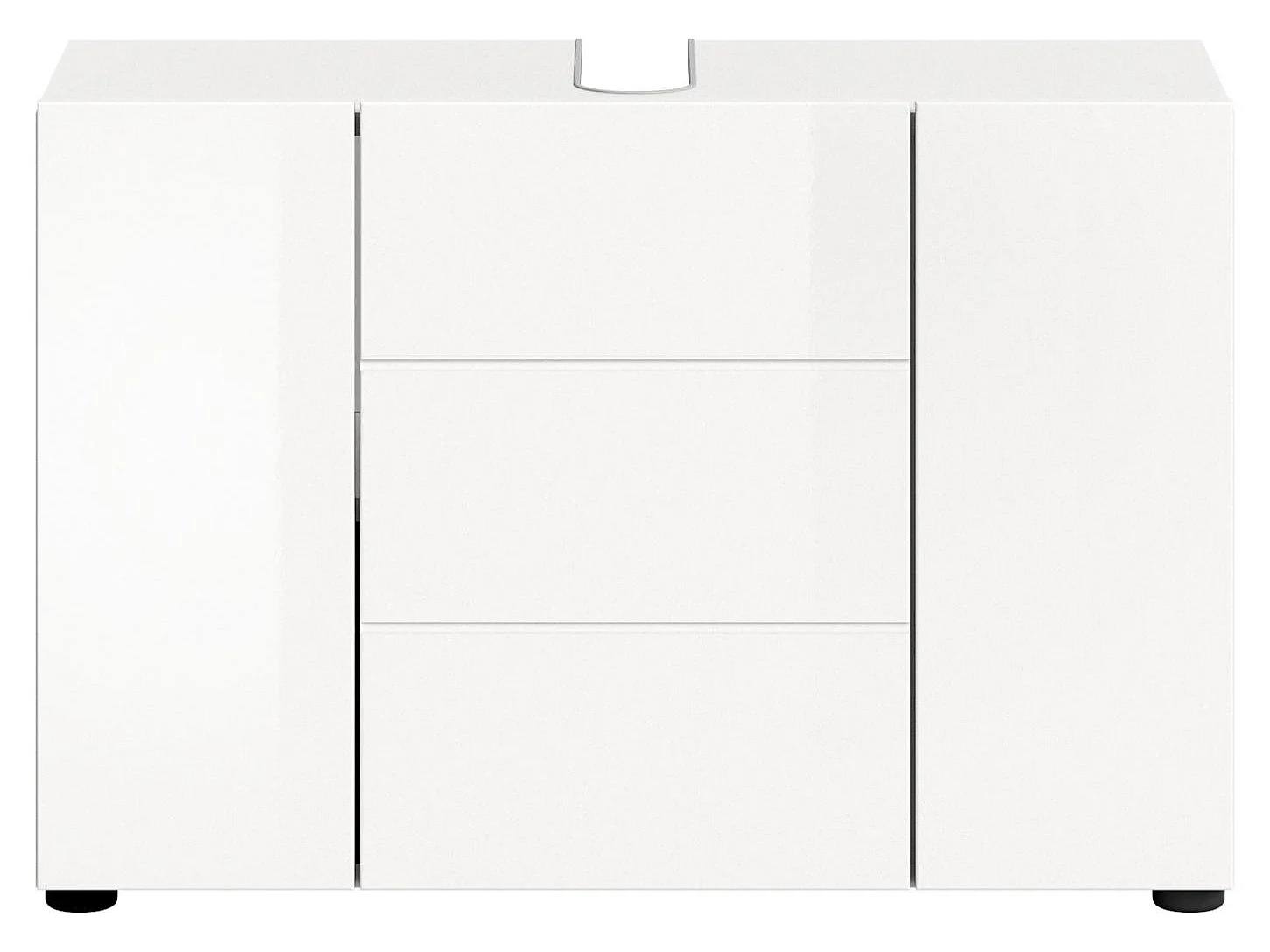 Vira Waschbeckenunterschrank 3 Türen, 5 Schubladen Weiß hochglanz, weiß.