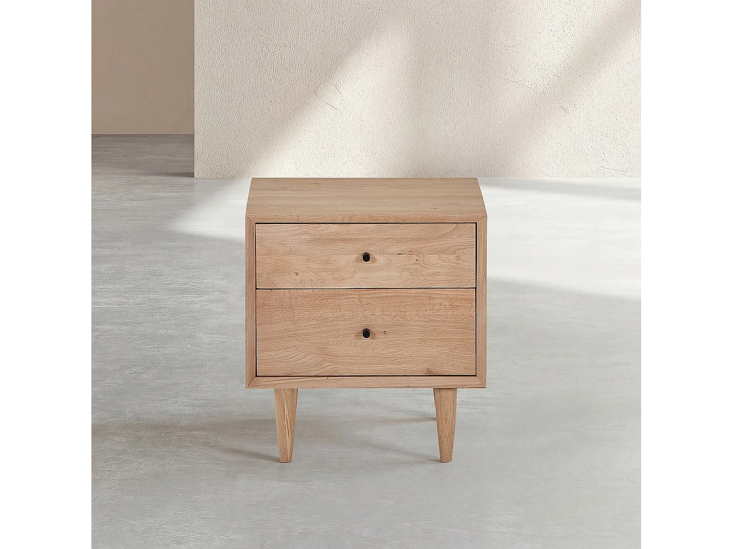 Habitat - Lot de 2 tables de chevet 2 tiroirs en chêne massif - Naturel - Eugenie