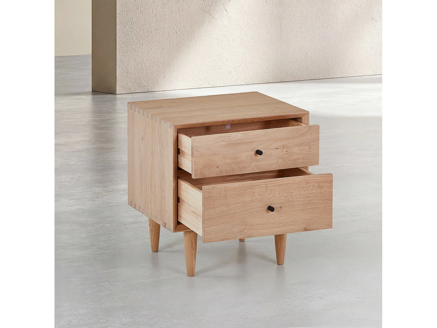 Habitat - Lot de 2 tables de chevet 2 tiroirs en chêne massif - Naturel - Eugenie