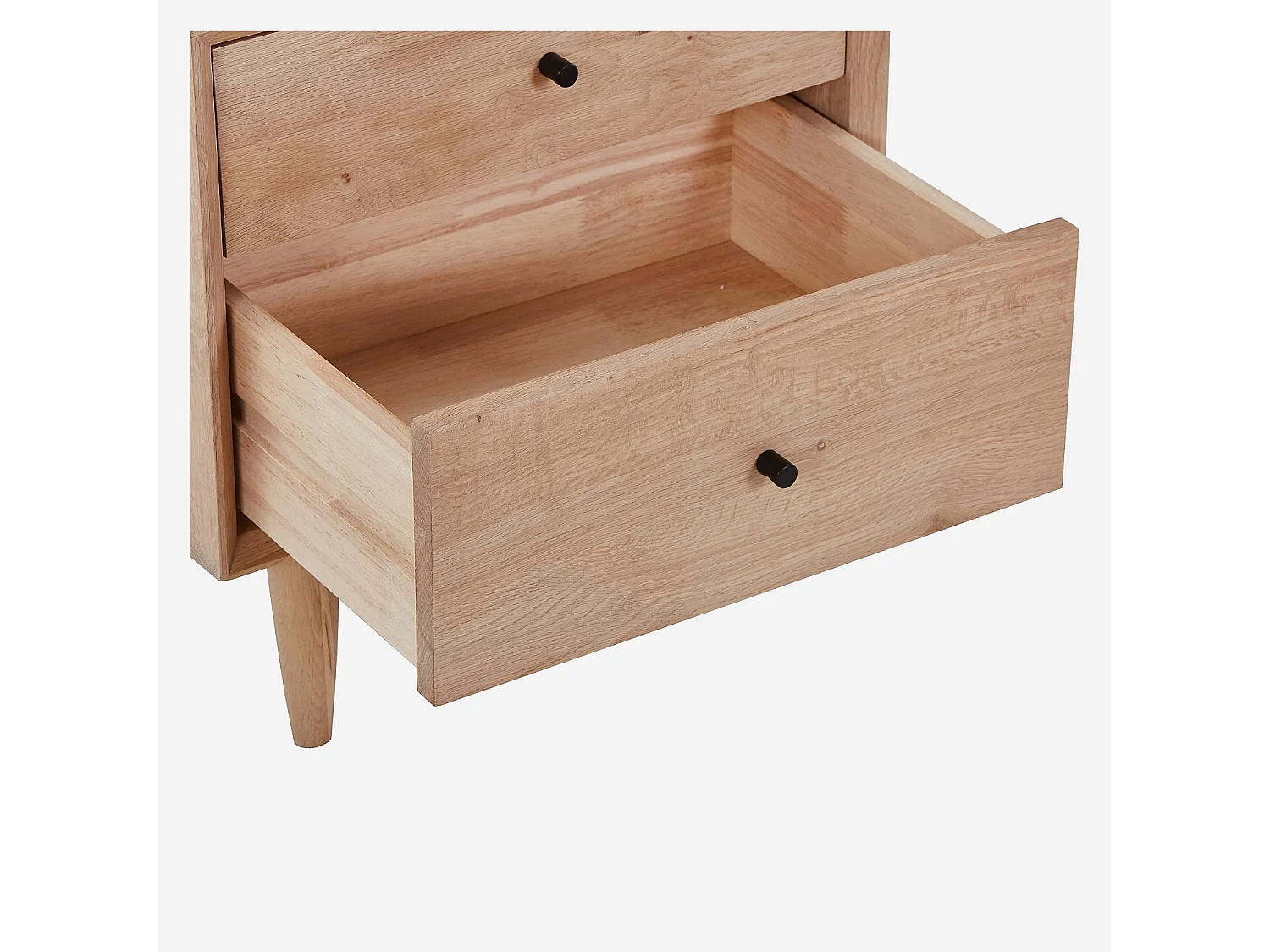 Habitat - Lot de 2 tables de chevet 2 tiroirs en chêne massif - Naturel - Eugenie