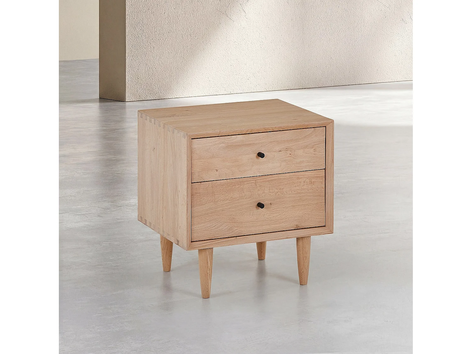 Habitat - Lot de 2 tables de chevet 2 tiroirs en chêne massif - Naturel - Eugenie