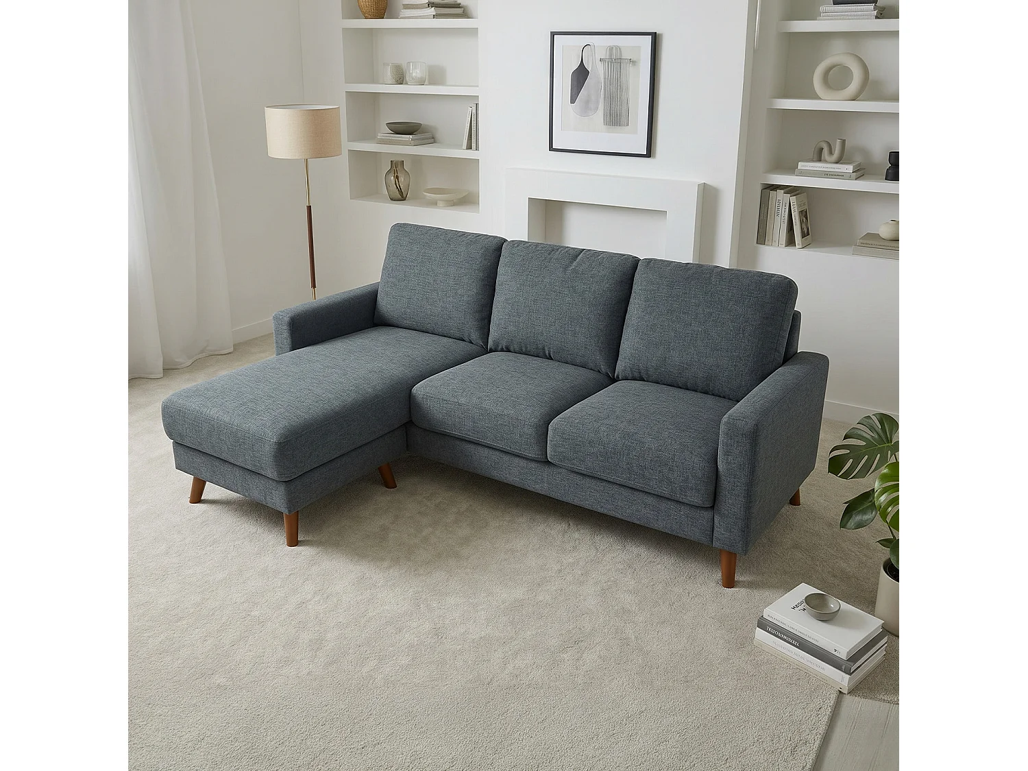 Jasper Dark Grey Universal Corner Sofa Reversible Chaise Woven Fabric