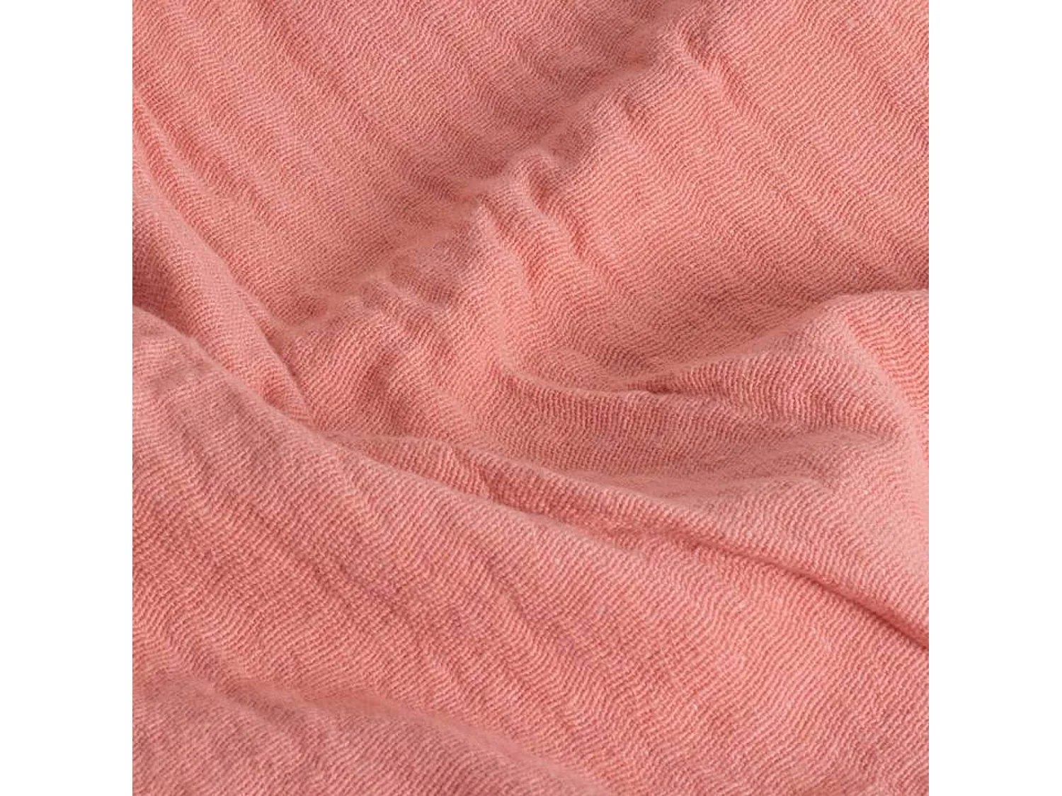 Couverture plaid 100% coton rose saumon avec franges 180x220cm BITALD - SACASA