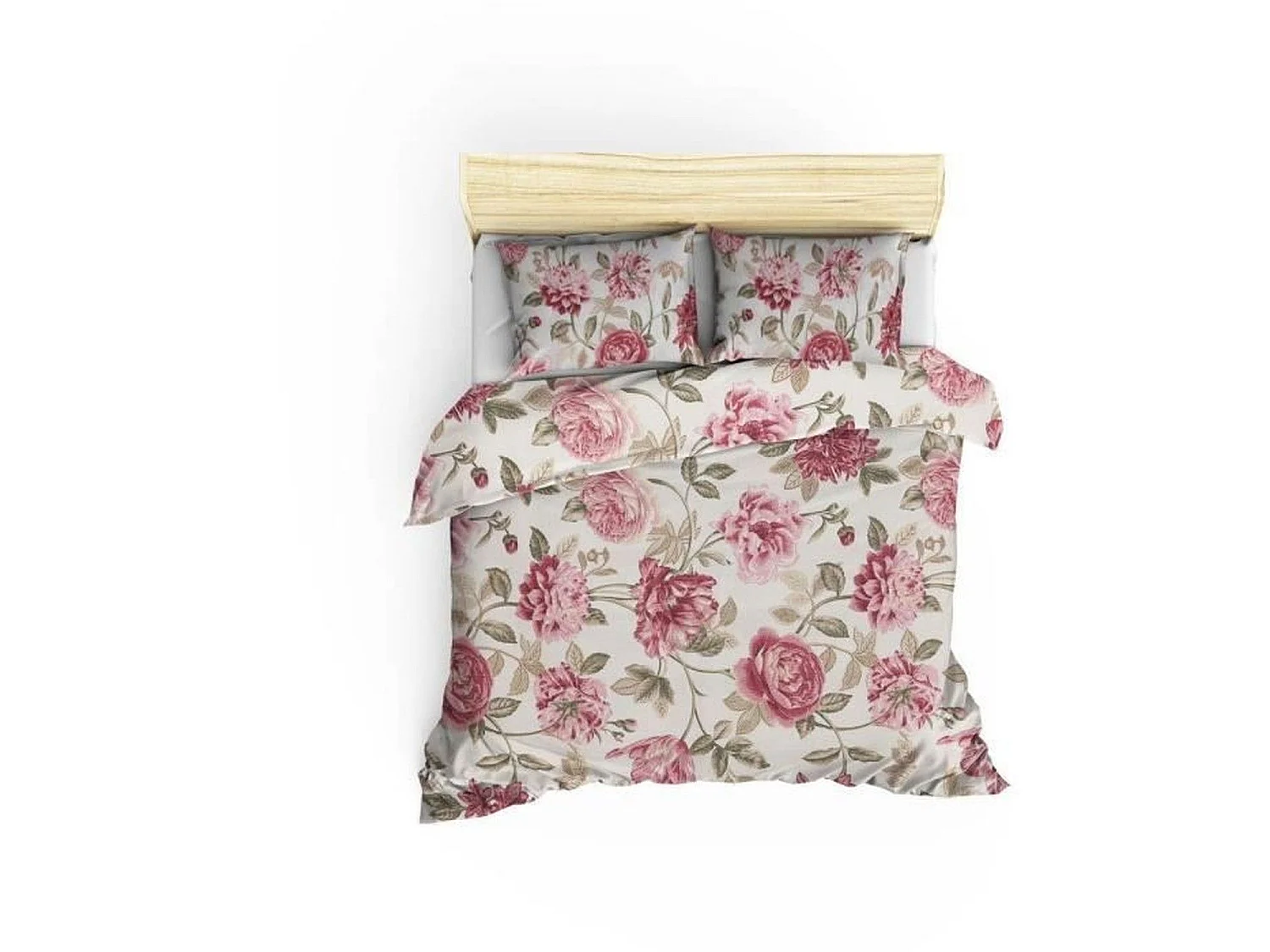 Parure de lit - housse de couette 220 x 240 + 2 taies d'oreiller 60 x 60, 65% coton- Crème