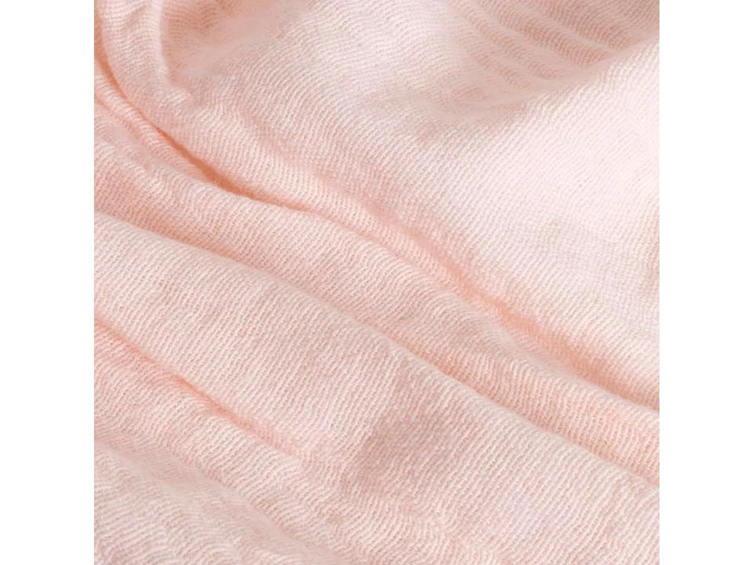 Couverture plaid 100% coton rose pâle avec franges 130x170cm BITALD - SACASA