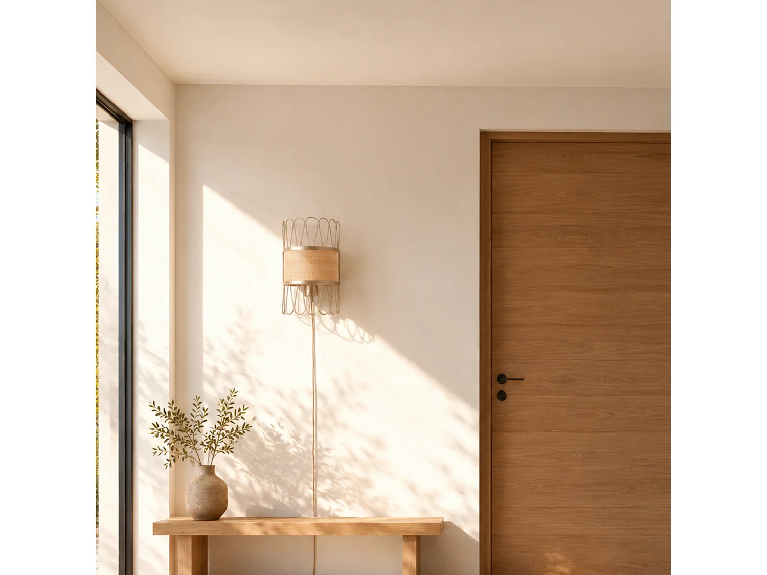 Applique da parete in rattan - Flore