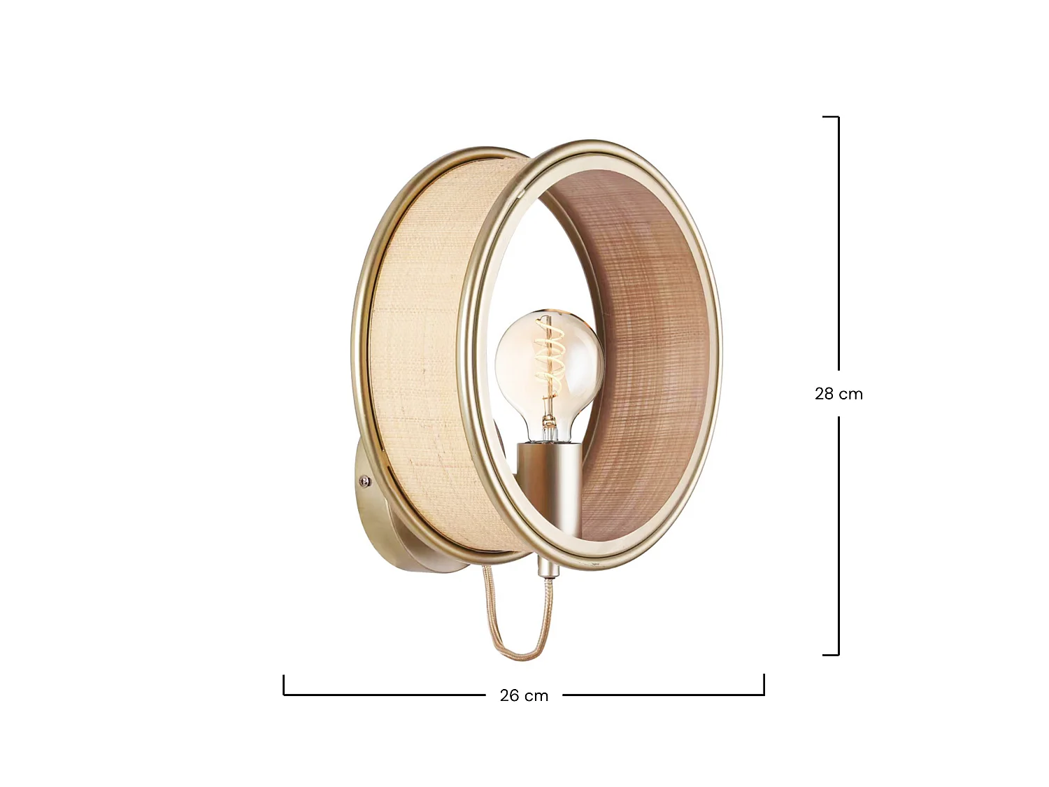Applique da parete in fibra naturale - Bob