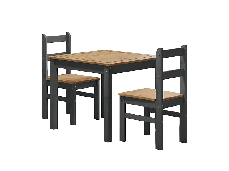 Mercers Furniture Corona Charcoal Rio Dining Set Table 2 Chairs Square Small Kitchen Solid Wood Mexican Pine Dark Grey