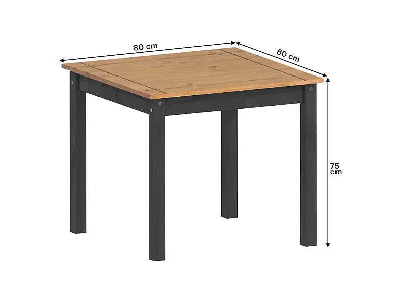 Mercers Furniture Corona Charcoal Rio Dining Set Table 2 Chairs Square Small Kitchen Solid Wood Mexican Pine Dark Grey