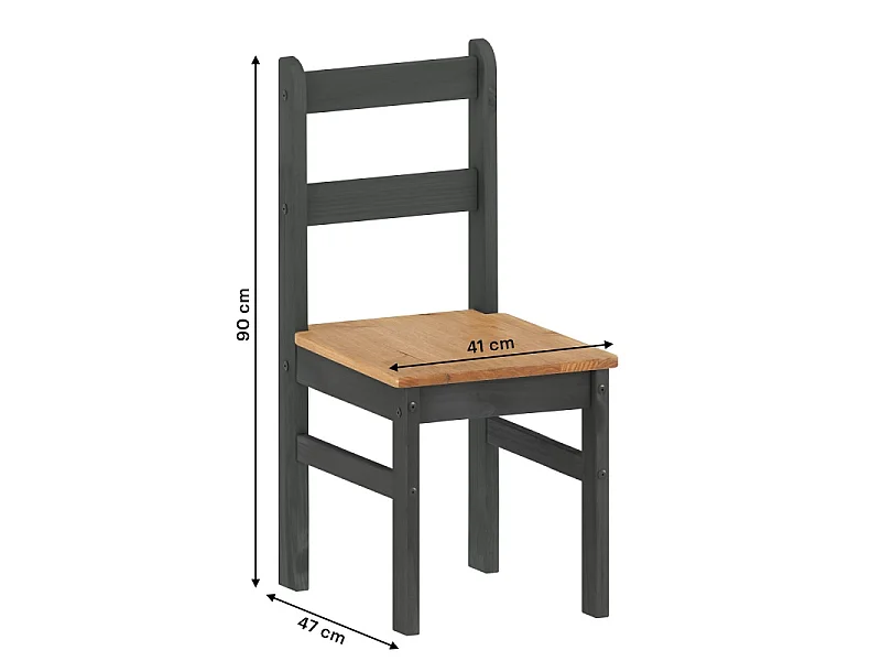 Mercers Furniture Corona Charcoal Rio Dining Set Table 2 Chairs Square Small Kitchen Solid Wood Mexican Pine Dark Grey